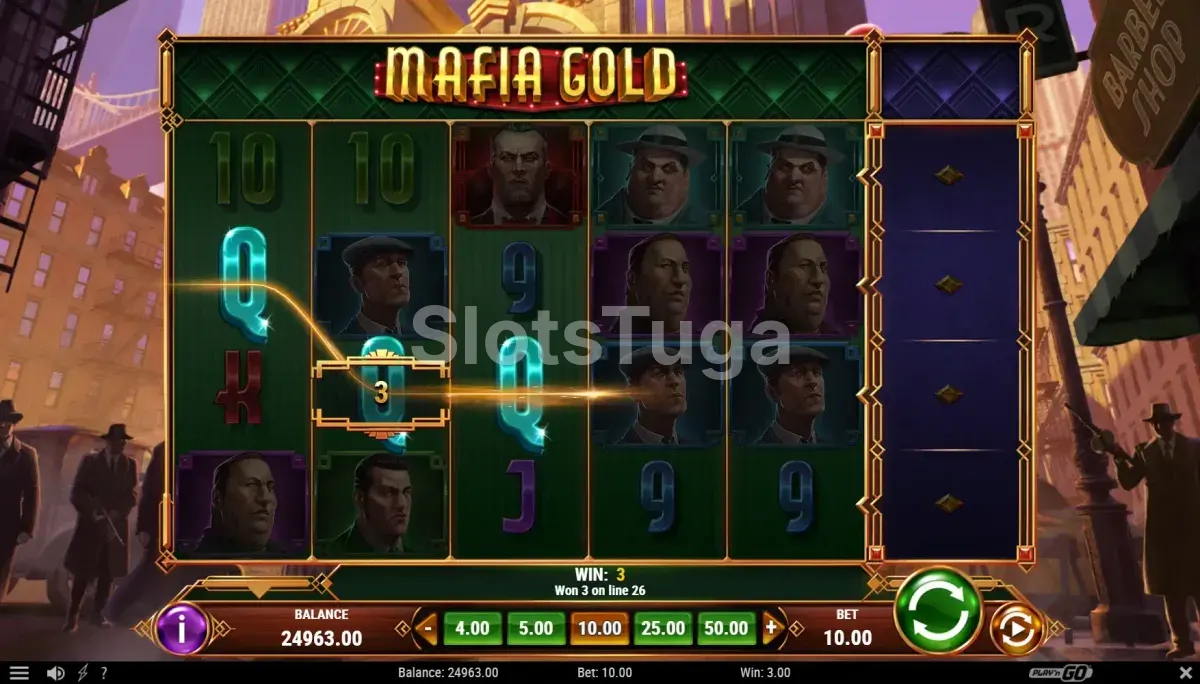 Resultado de giro nas Rodadas Grátis da Mafia Gold