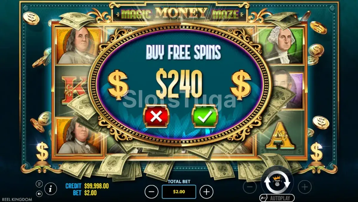 Tela de compra de bônus da Magic Money Maze
