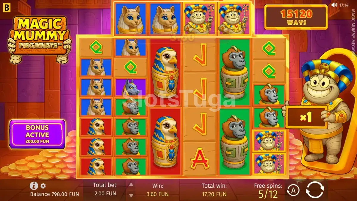 Rodadas grátis do Magic Mummy Megaways com wilds multiplicadores ativos