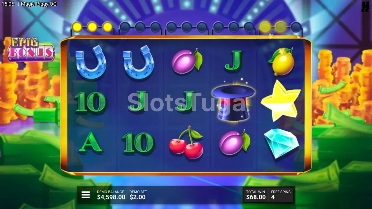 Rodadas grátis ativadas no slot Magic Piggy OG com sistema de estrelas acima dos rouleaux