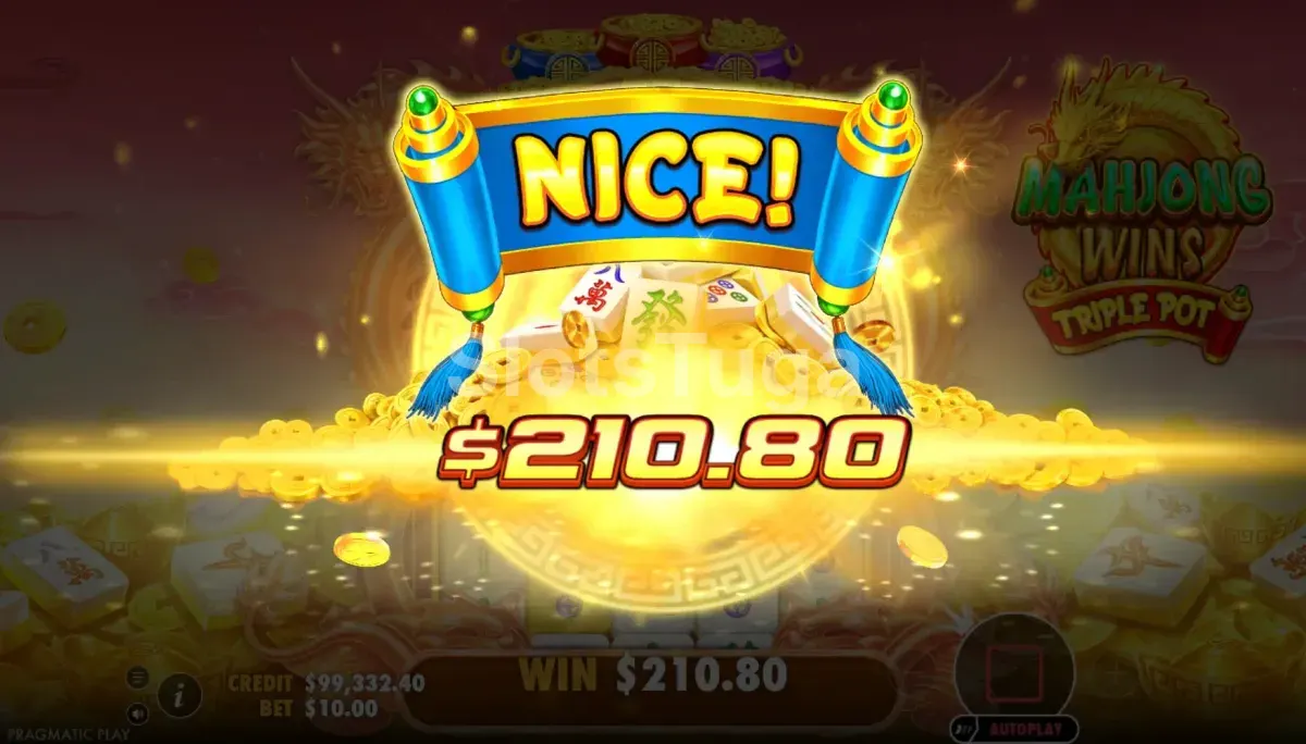Big win sendo exibido na slot Mahjong Wins Triple Pot
