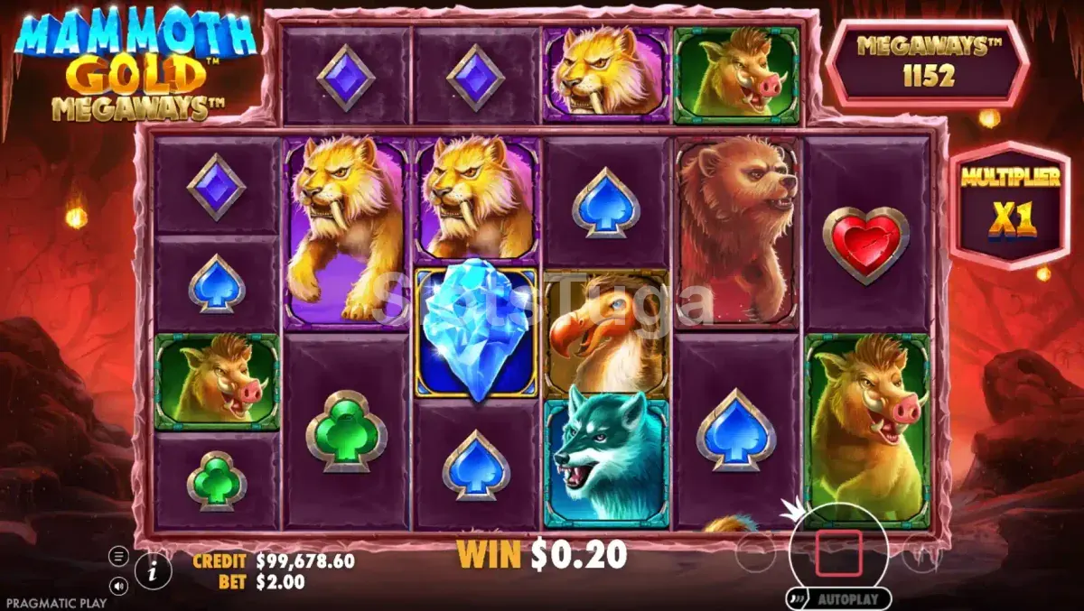 Rodada de giros grátis do Mammoth Gold Megaways com multiplicador acumulado
