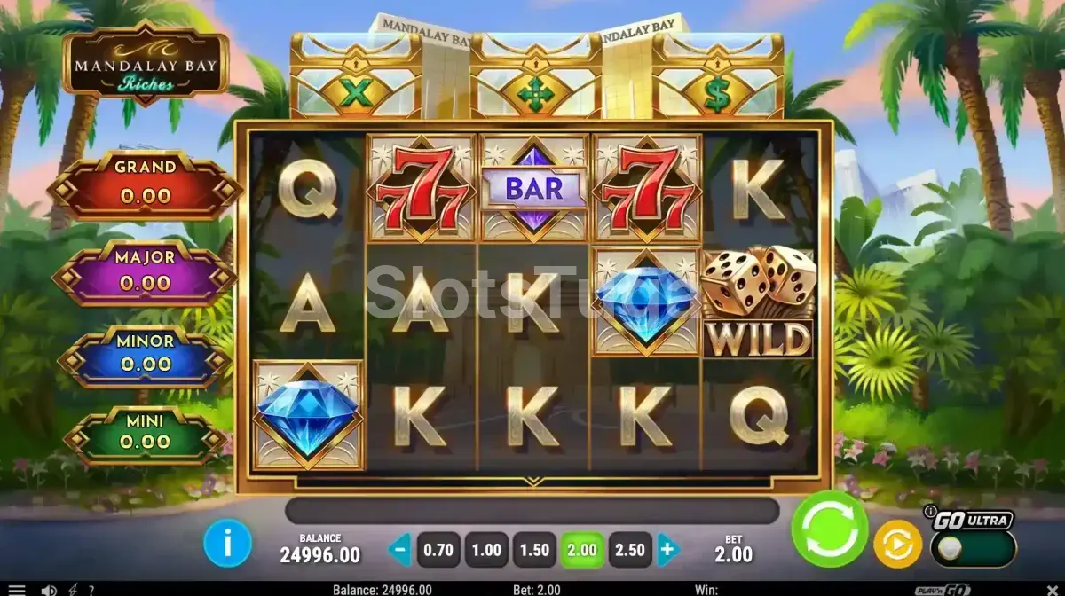 Segunda tela do jogo base da Mandalay Bay Riches em ação