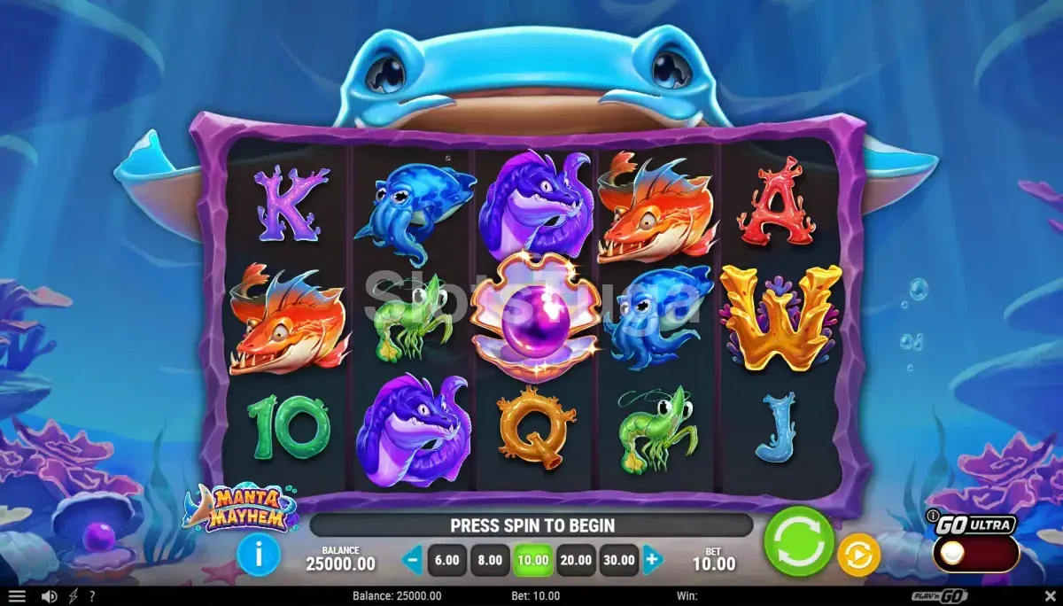 Tela inicial do jogo Manta Mayhem com os rouleaux oceânicos