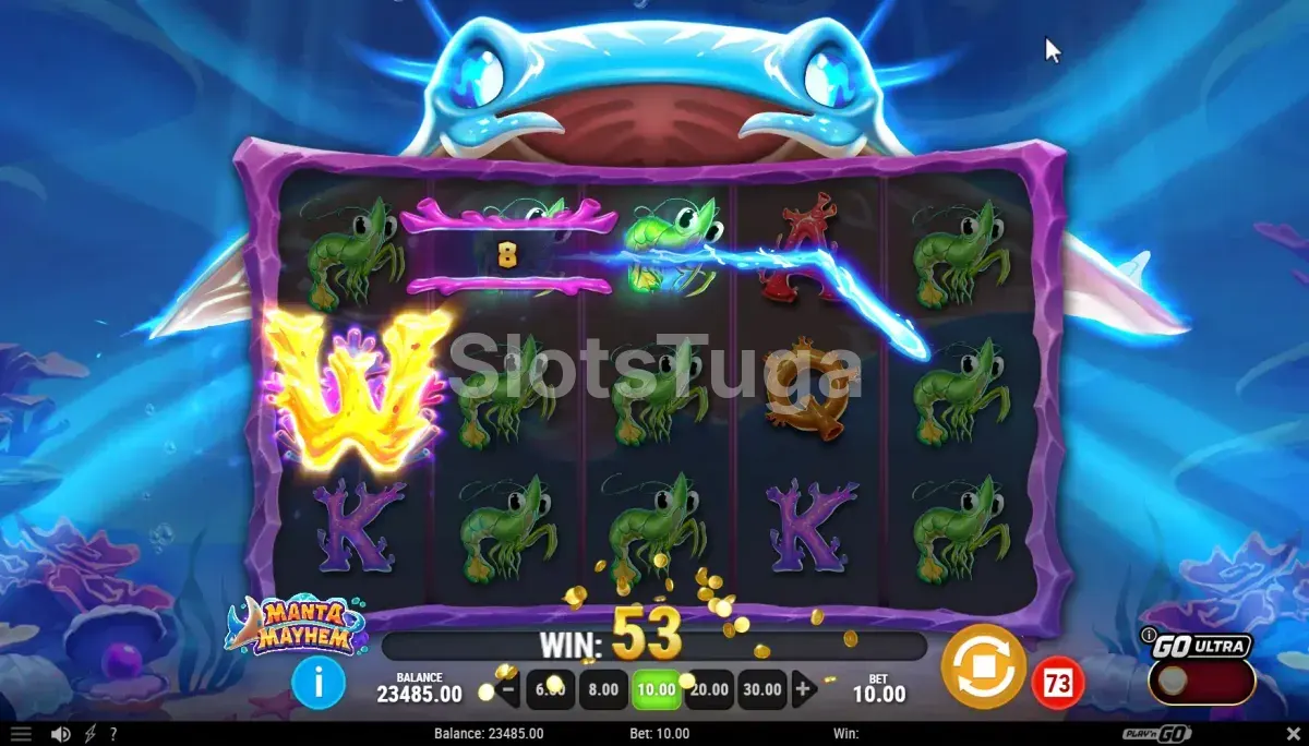 Resultado de rodada com combinação vencedora na Manta Mayhem