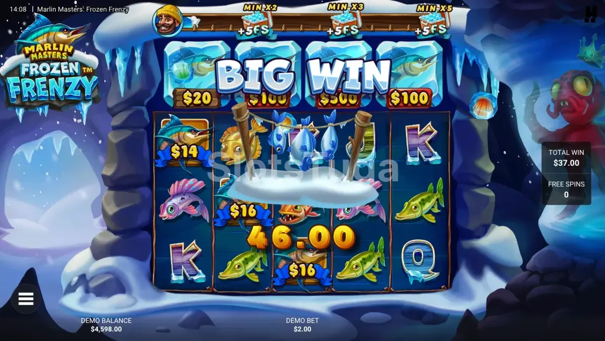 Prémio elevado em Marlin Masters Frozen Frenzy com o valor em destaque no ecrã