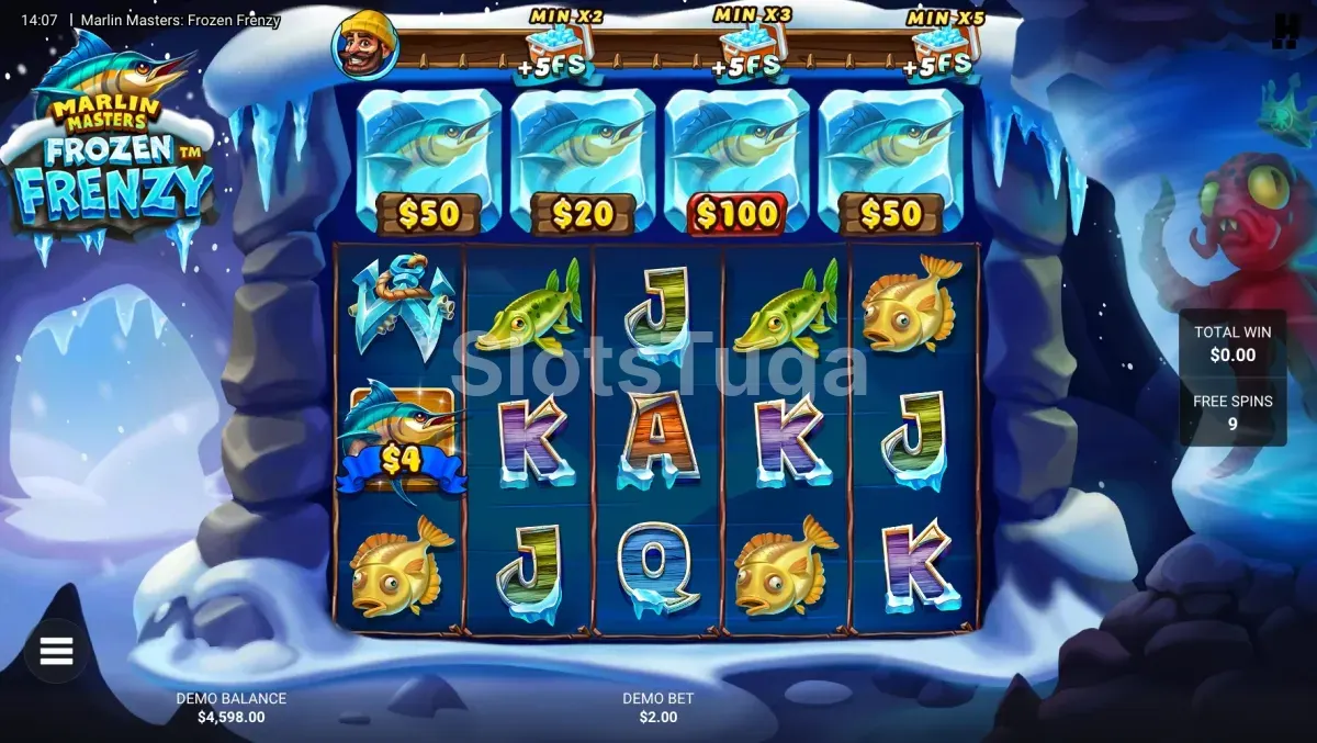 Rodadas grátis de Marlin Masters Frozen Frenzy com os marlins presos no gelo