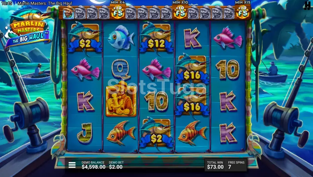 Rodadas grátis em ação na slot Marlin Masters The Big Haul