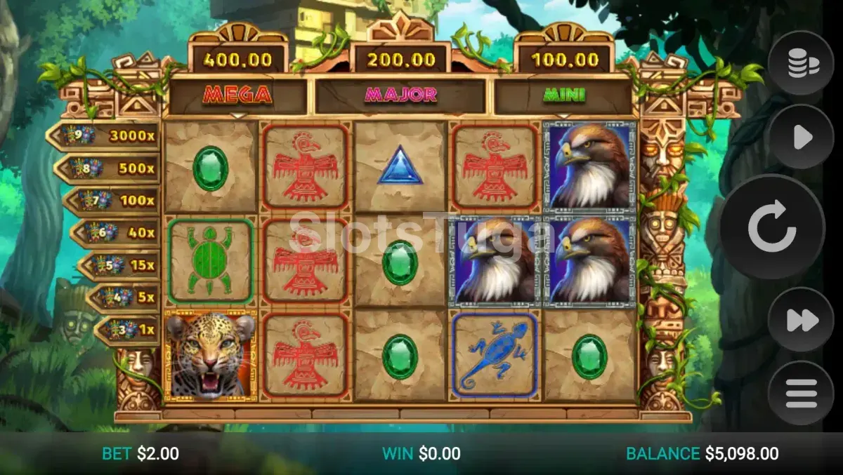 Segunda tela do jogo base da slot Masked Treasures com símbolos Collect visíveis