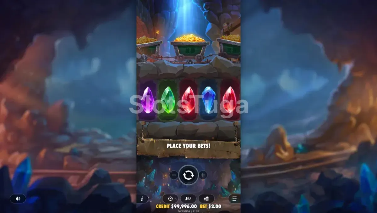 Segunda visão do jogo base da Master Gems com símbolos de gemas nos rolos