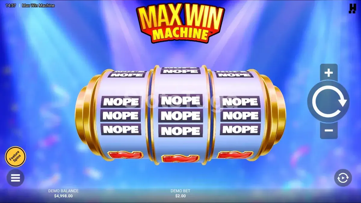 Jogo base da Max Win Machine com três rolos e linha única de pagamento