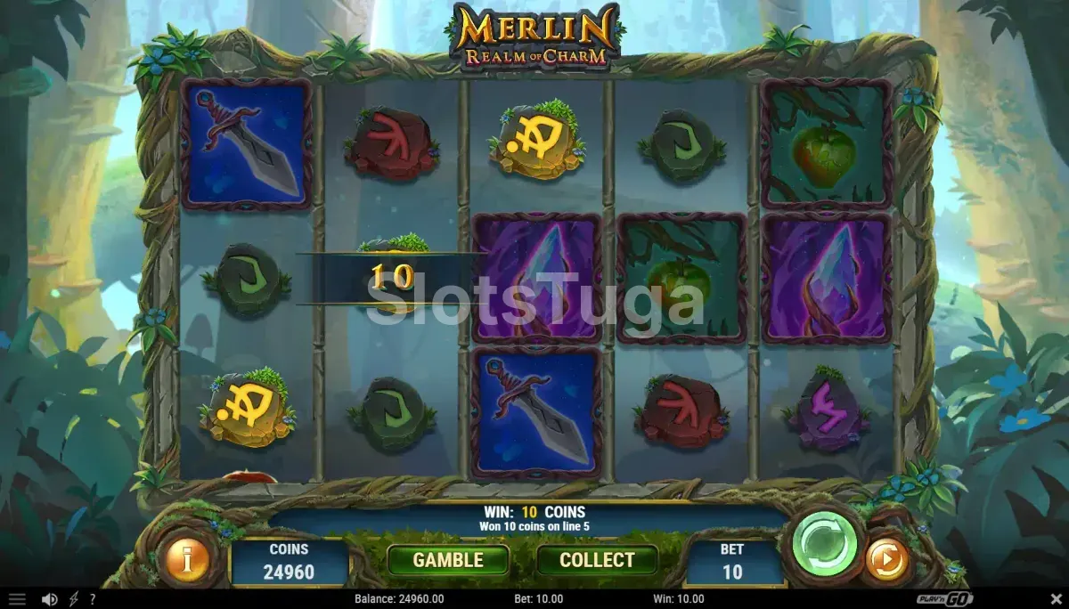 Resultado de giro com símbolo expansível na Merlin Realm of Charm