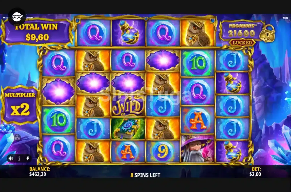 Rodadas grátis ativadas na Merlin's Magic Mirror Megaways com multiplicadores