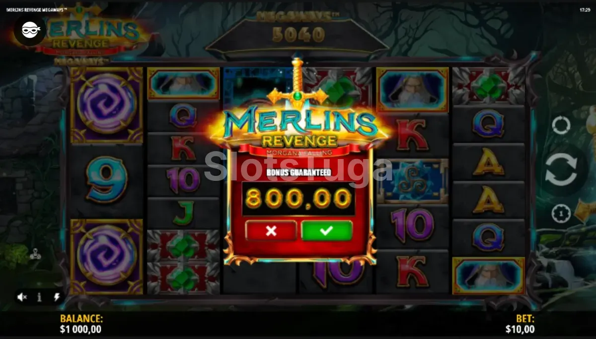 Função de compra de bônus na Merlin's Revenge Megaways