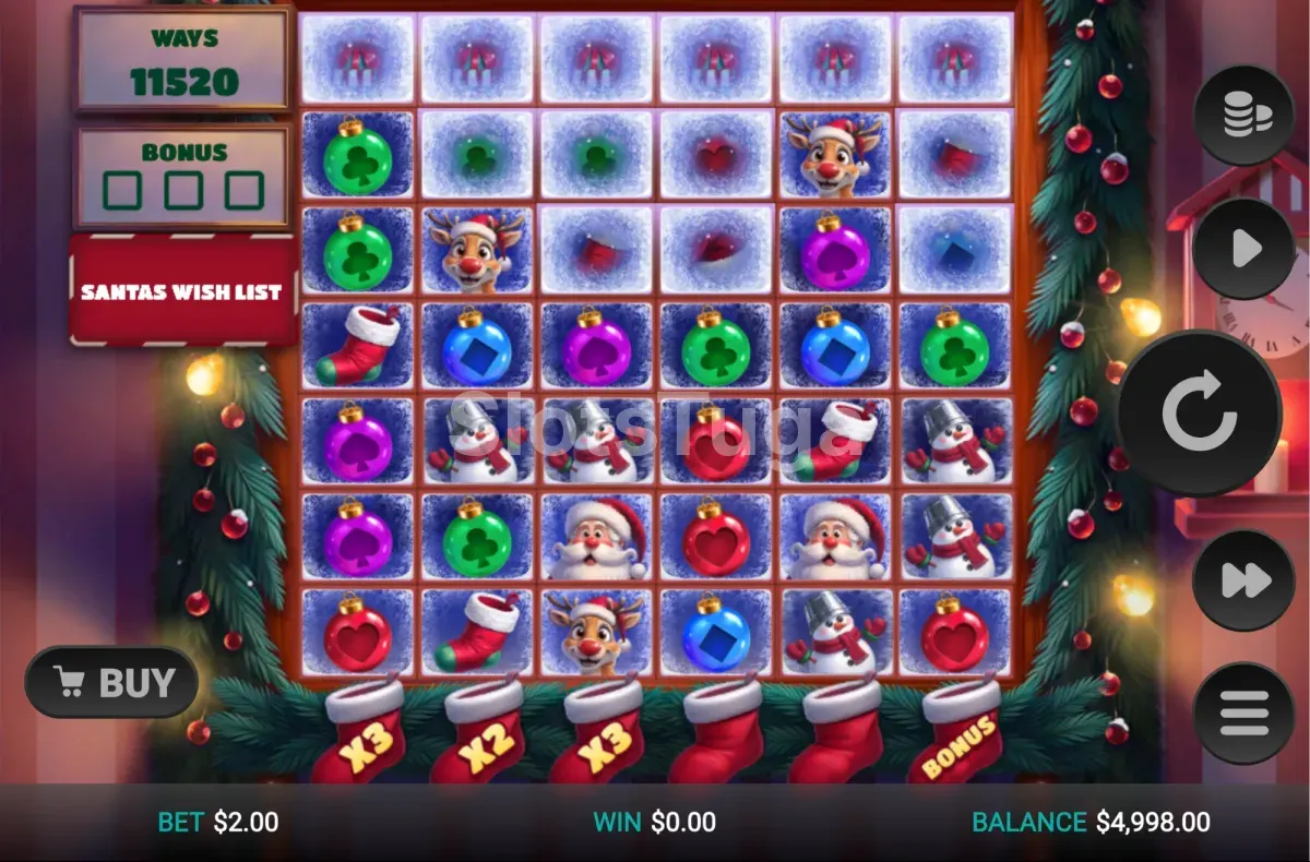 Jogo base de Merry Multipliers Dream Drop com grelha de seis rolos