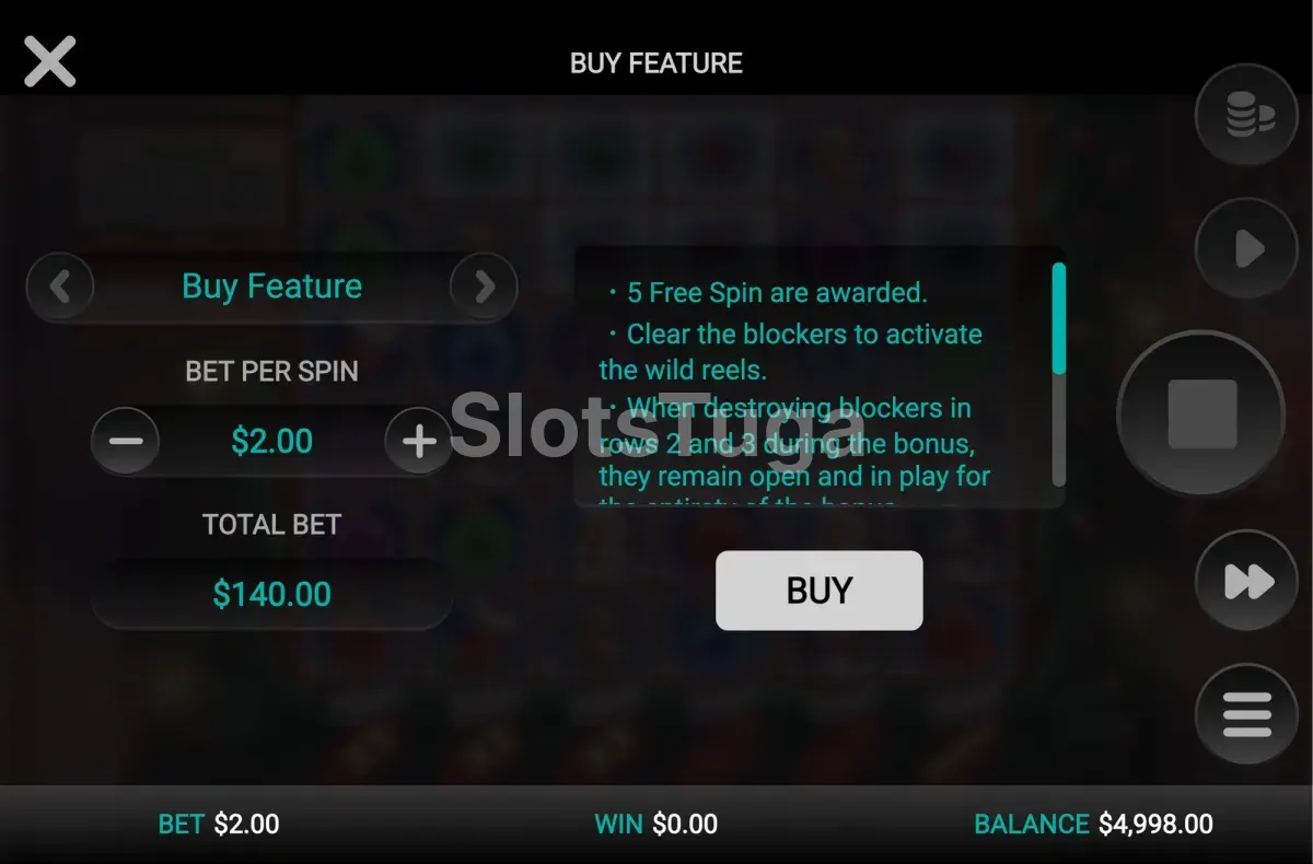 Ecrã de compra de bónus em Merry Multipliers Dream Drop