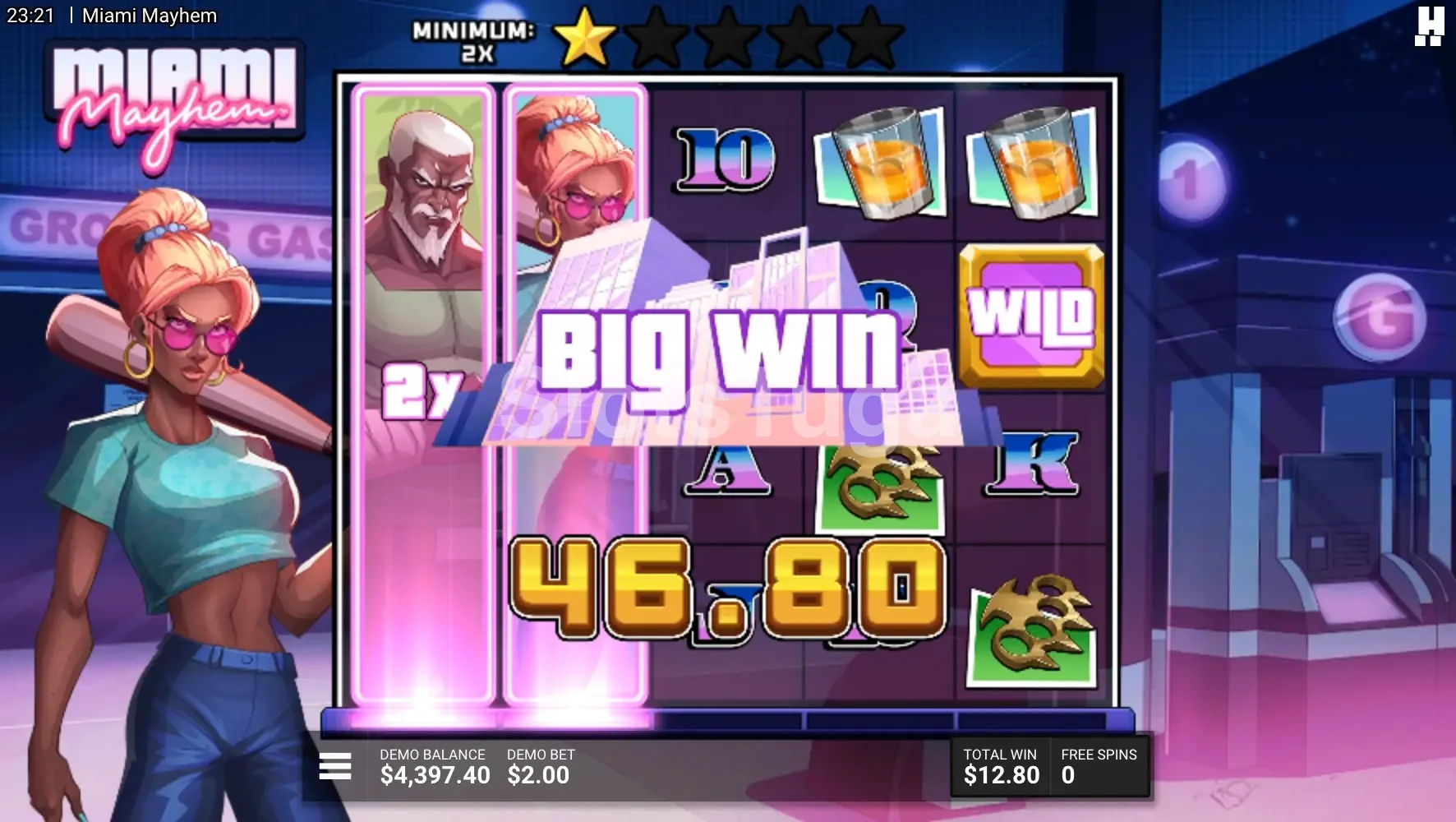 Big win na Miami Mayhem com multiplicadores altos ativados