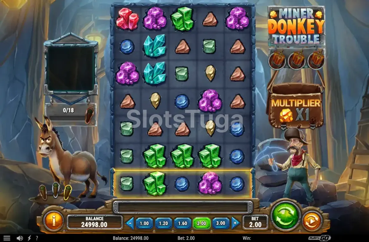 Jogo base do Miner Donkey Trouble com grade 5x7