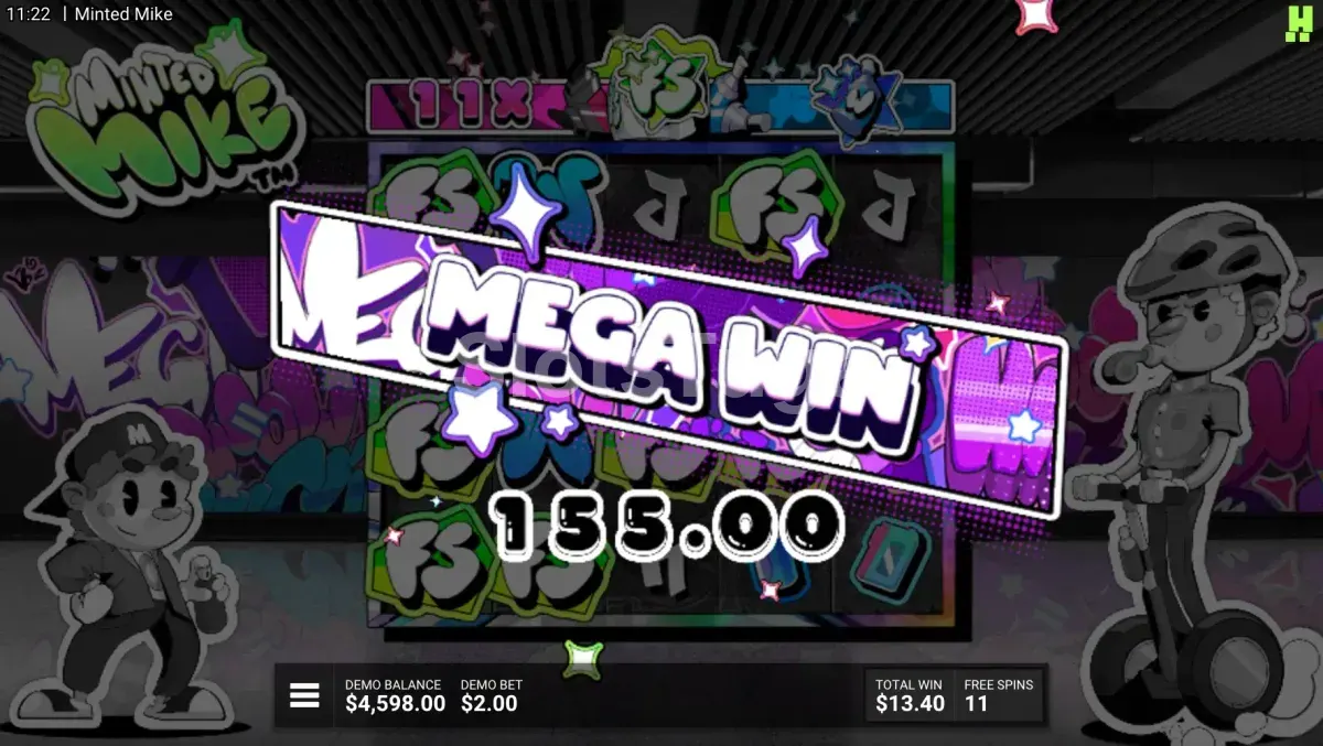 Big win na slot Minted Mike com multiplicadores e Hot Lines ativos