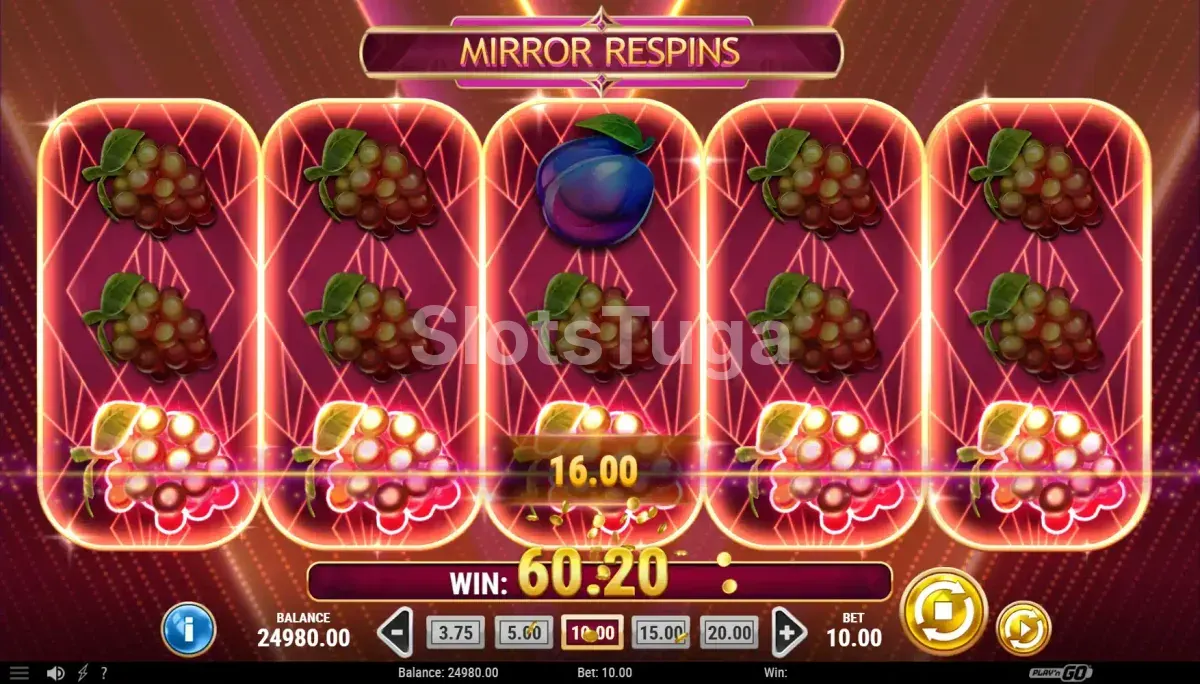 Mirror Joker no modo Mirror Respins com grid expandido para 5 rolos