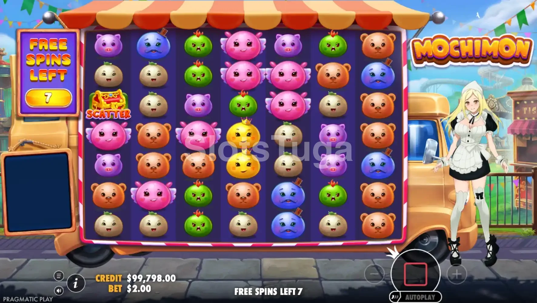 Giros grátis ativos na slot Mochimon