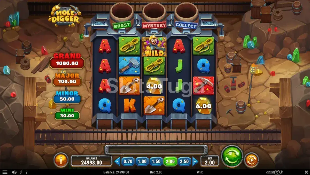 Jogo base do Mole Digger com toupeiras e mina