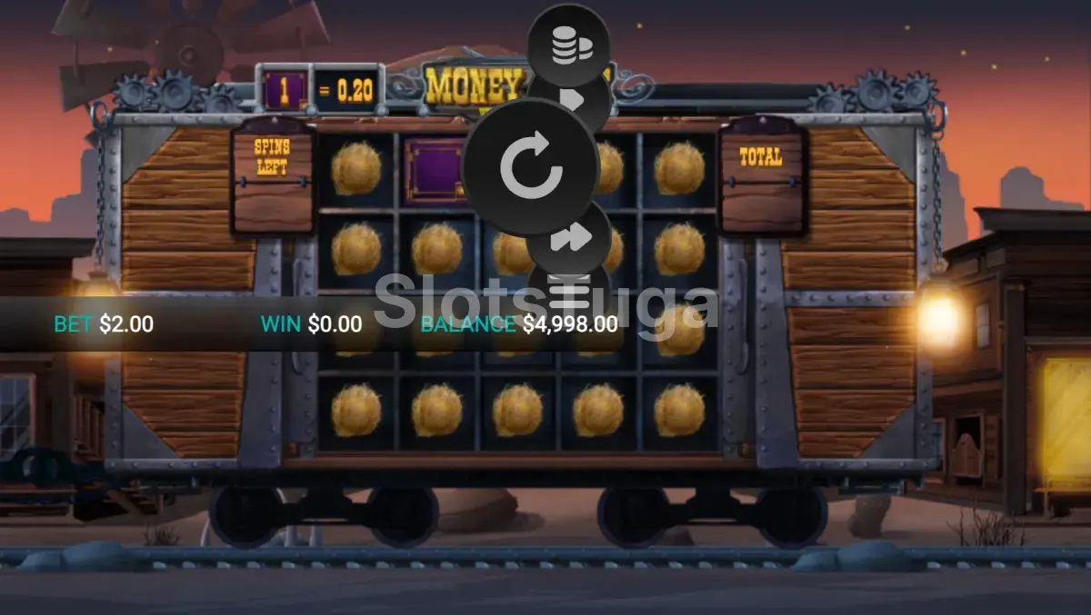 Tela principal do jogo Money Cart com seus 5 rouleaux e 40 linhas de pagamento
