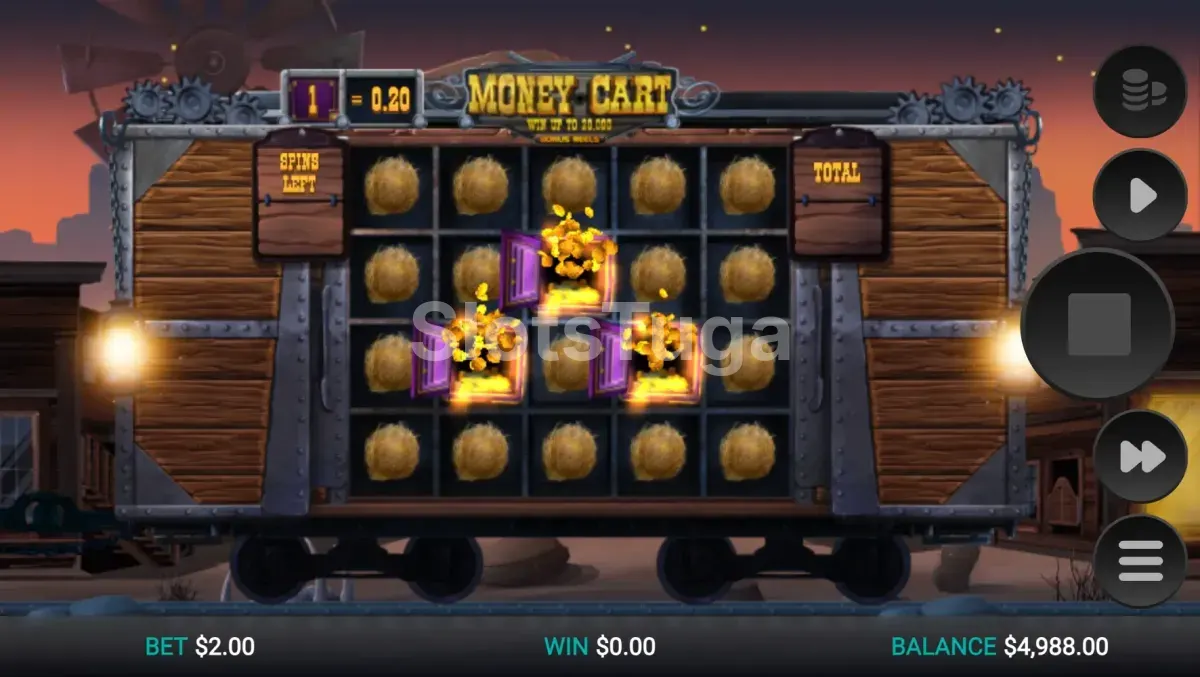 Rodadas de bônus da Money Cart com símbolos especiais e multiplicadores acumulados