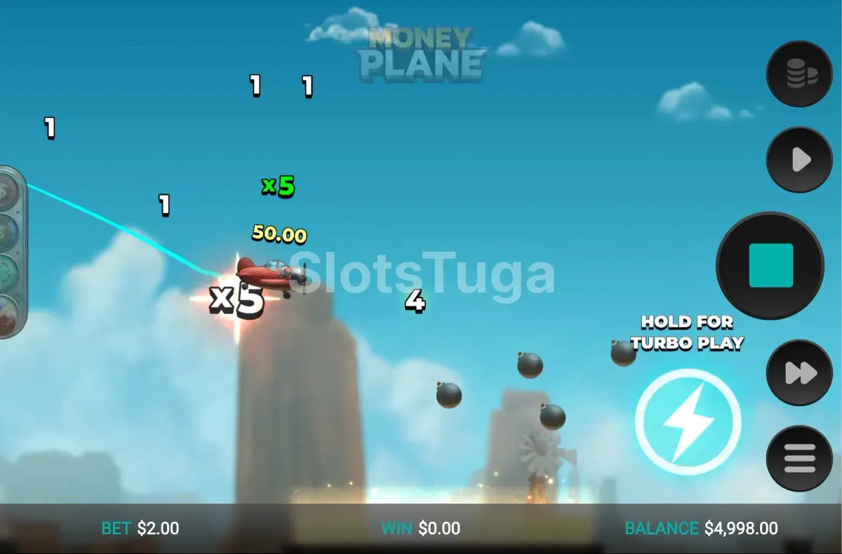 Segunda tela do jogo base mostrando os símbolos da Money Plane