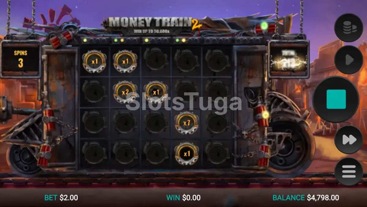 Rodada bônus do Money Train 2 com símbolos especiais ativados