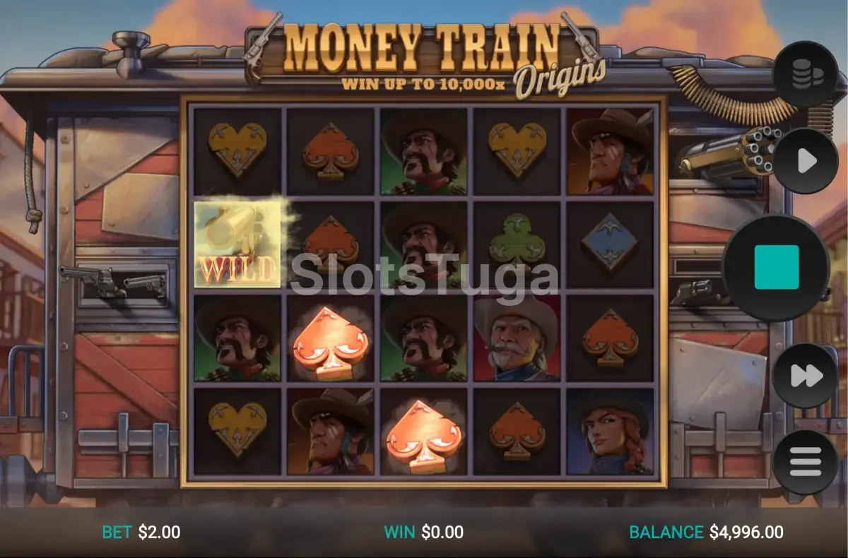 Segundo plano do jogo base da Money Train Origins Dream Drop mostrando os rouleaux ativos