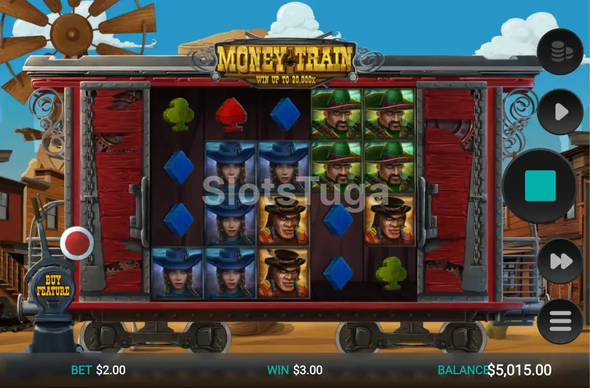 Tela principal do Money Train com os rouleaux em ação