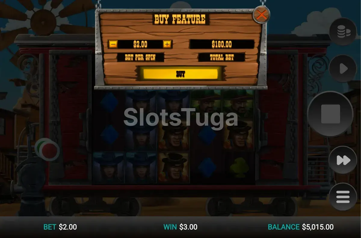 Tela de compra de bônus do Money Train com opções disponíveis