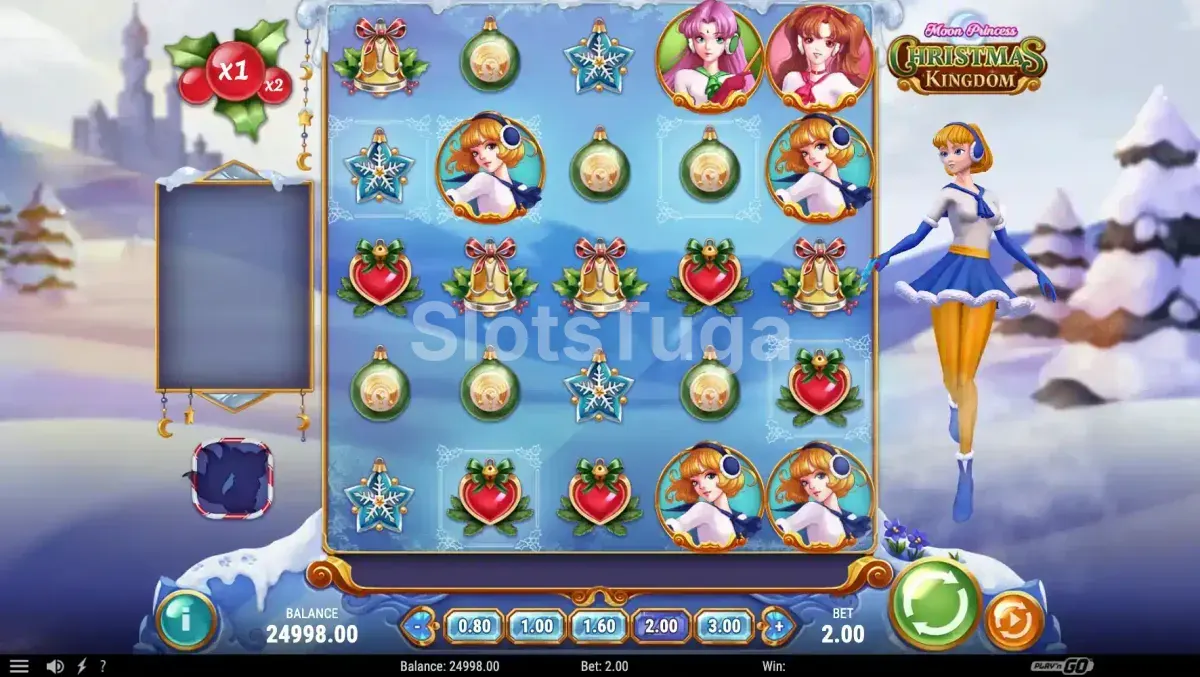 Giros grátis ativados na Moon Princess Christmas Kingdom com multiplicador acumulado