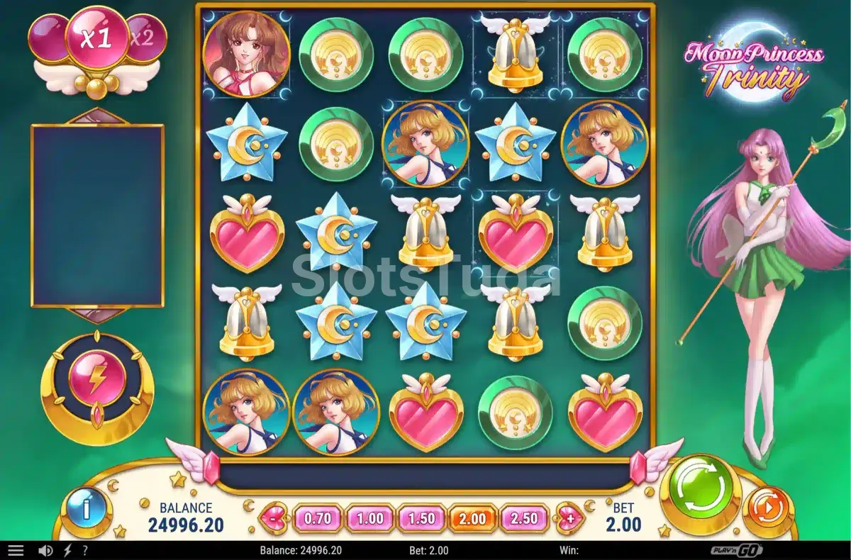 Segunda tela de jogo da Moon Princess Trinity com a grade expandida em ação