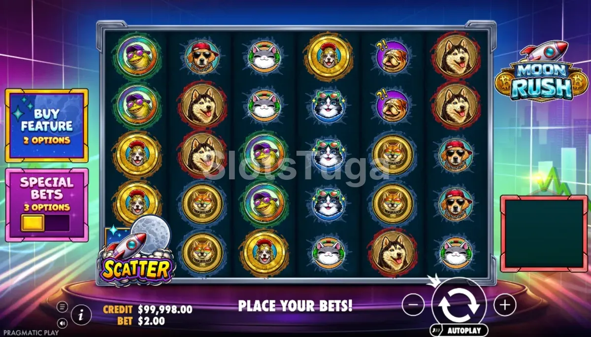Grelha do jogo base de Moon Rush