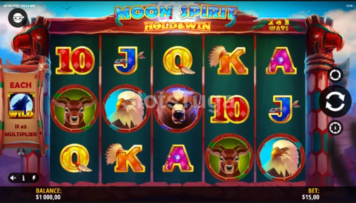 Jogo base da Moon Spirit Hold & Win com rolos e símbolos místicos