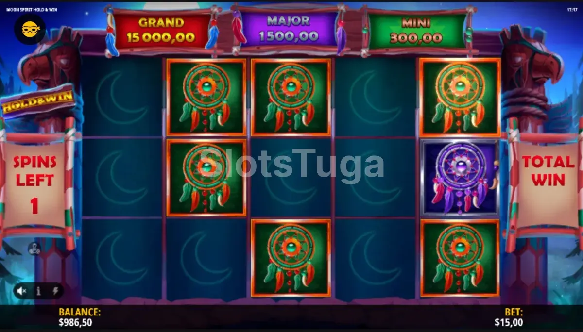Modo de giros grátis da Moon Spirit Hold & Win com símbolos especiais ativos