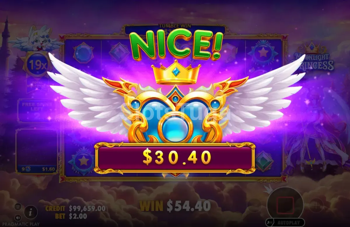 Ecrã de grande ganho na slot Moonlight Princess