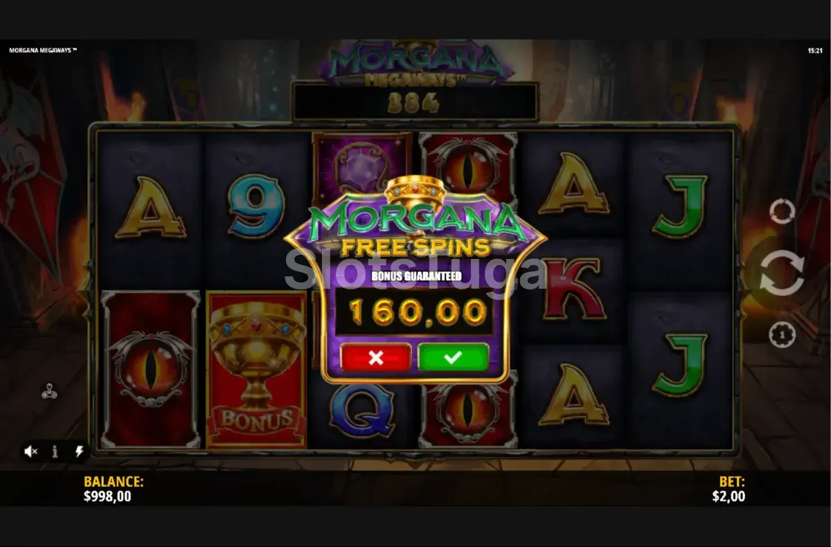 Tela de compra de bônus na Morgana Megaways