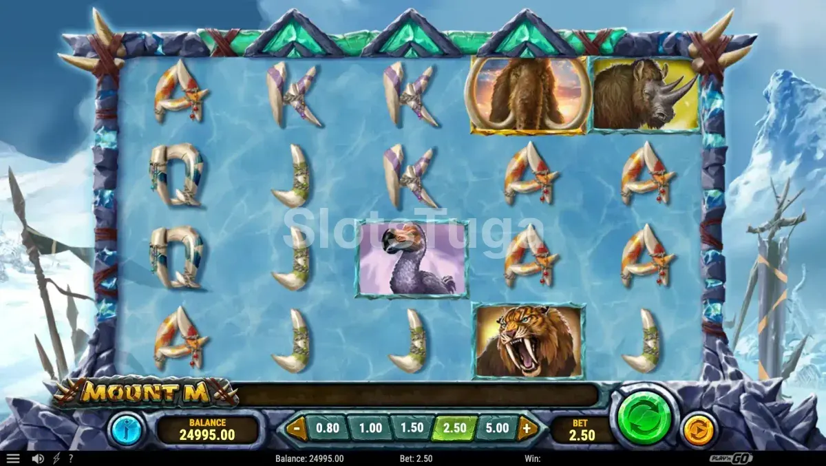 Modo bônus em ação na slot Mount M com rolos expandidos