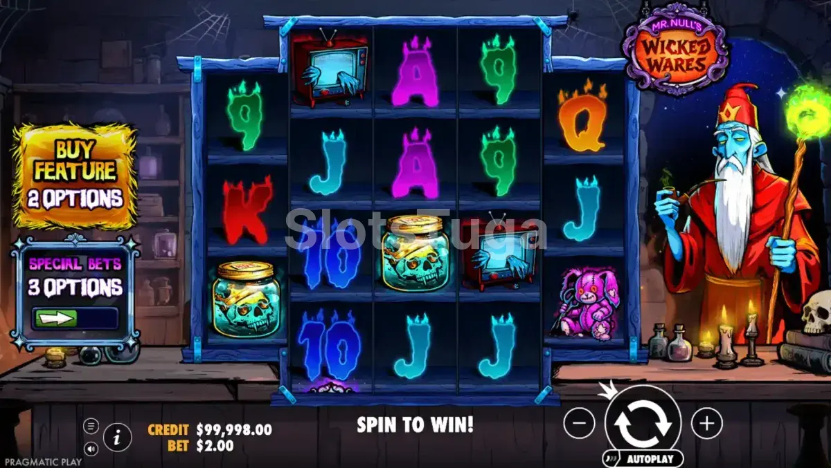 Jogo base de Mr Null's Wicked Wares com símbolos temáticos