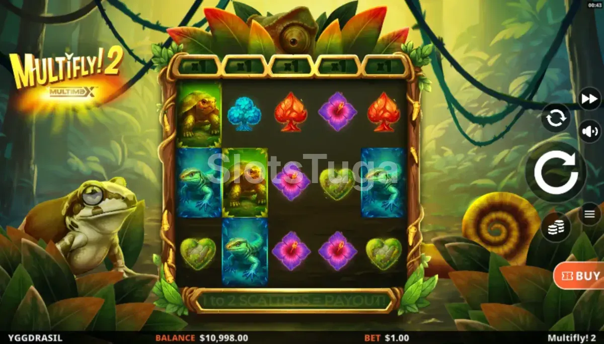 Jogo base do MultiFly 2 com a selva iluminada ao fundo