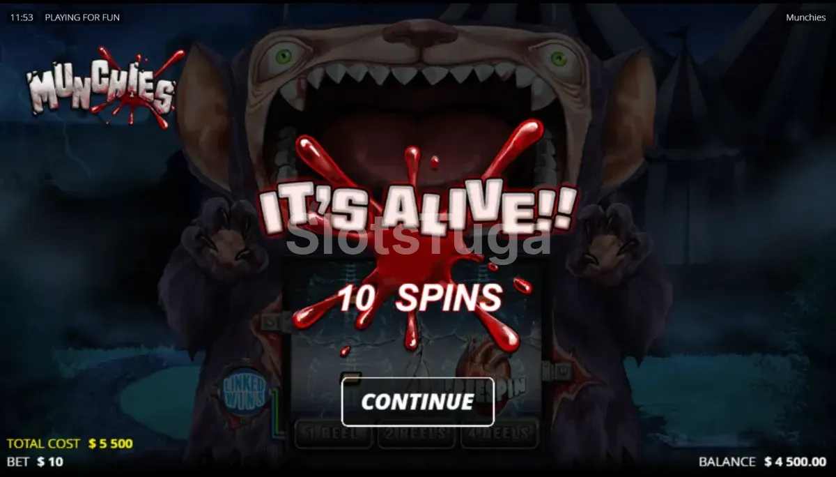 Rodadas grátis ativadas na slot Munchies
