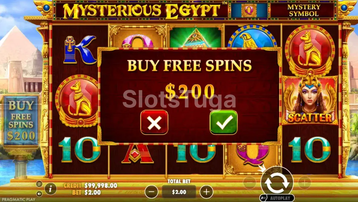 Opção de compra de bônus da slot Mysterious Egypt Pragmatic Play