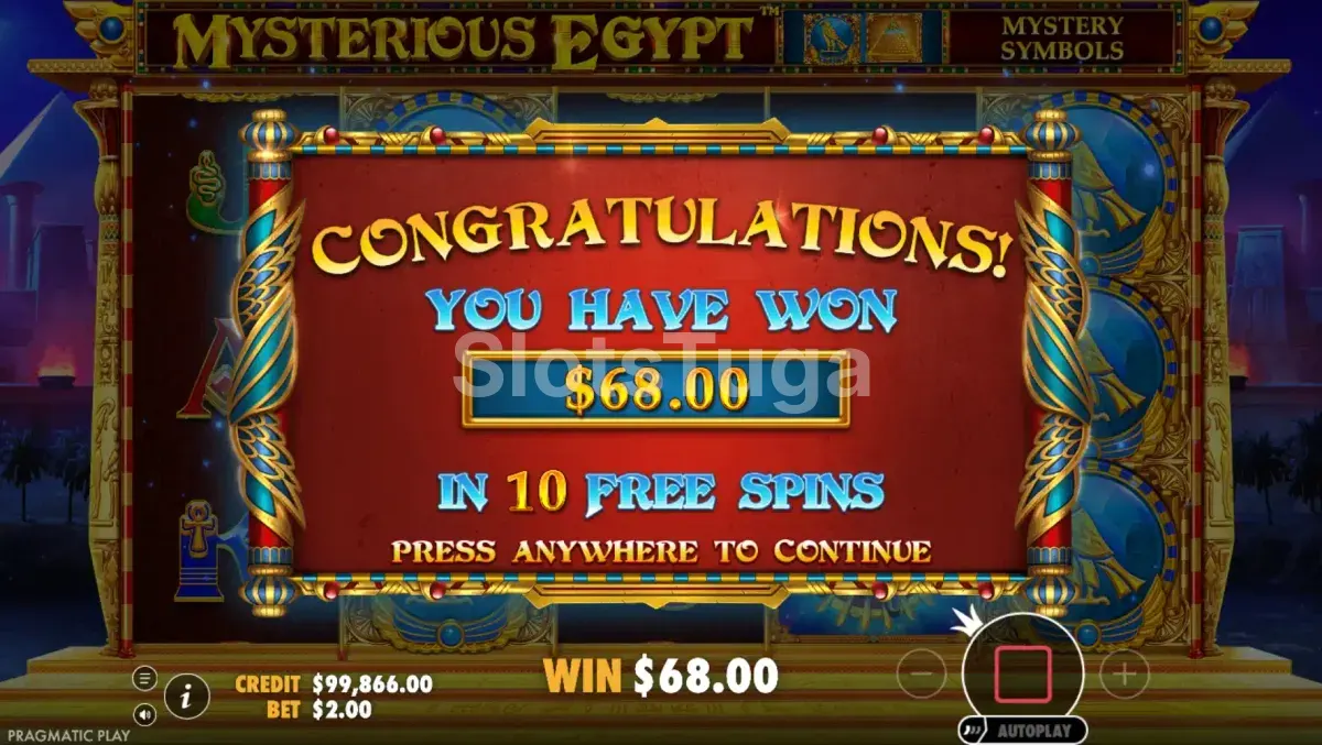 Grande vitória na slot Mysterious Egypt com símbolos expandidos