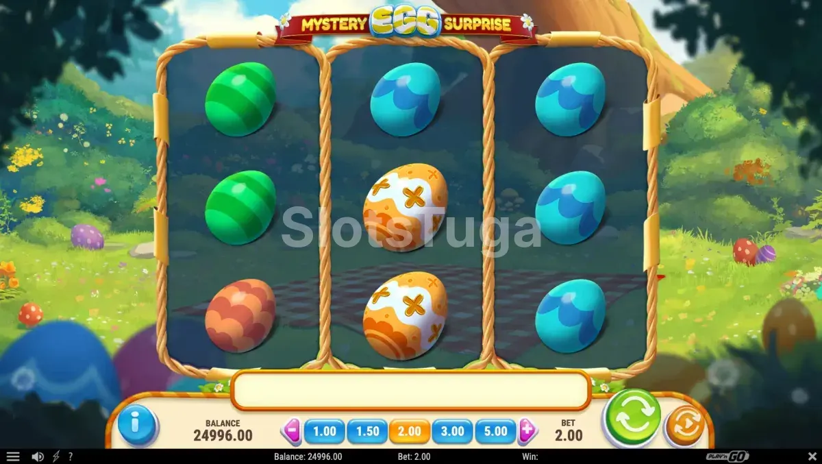 Segunda tela do jogo base da Mystery Egg Surprise com combinação vencedora
