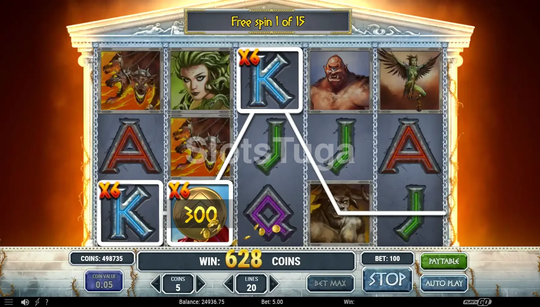 Rodadas gratuitas ativadas na slot Myth com multiplicadores em ação
