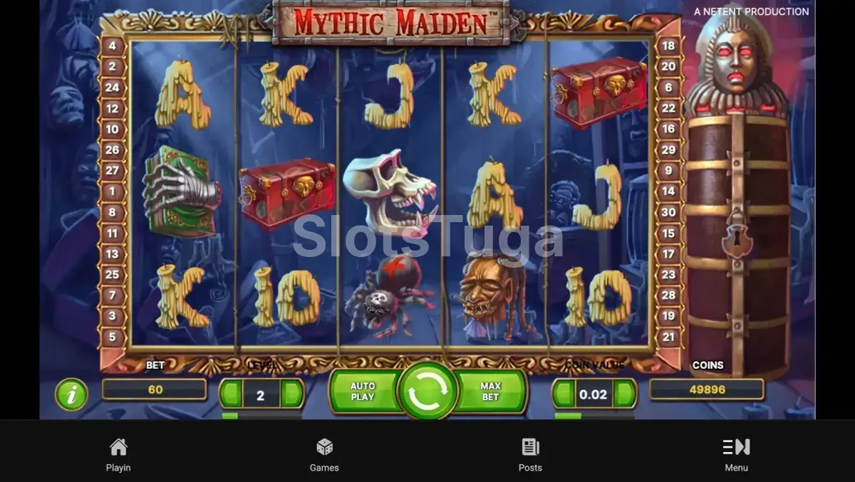Tela principal da Mythic Maiden mostrando os rouleaux em ação