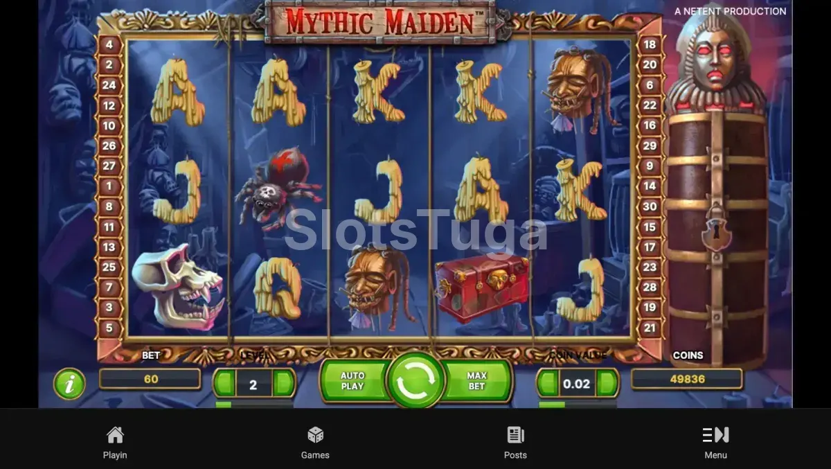 Segunda visão do jogo base da Mythic Maiden com combinações ativas